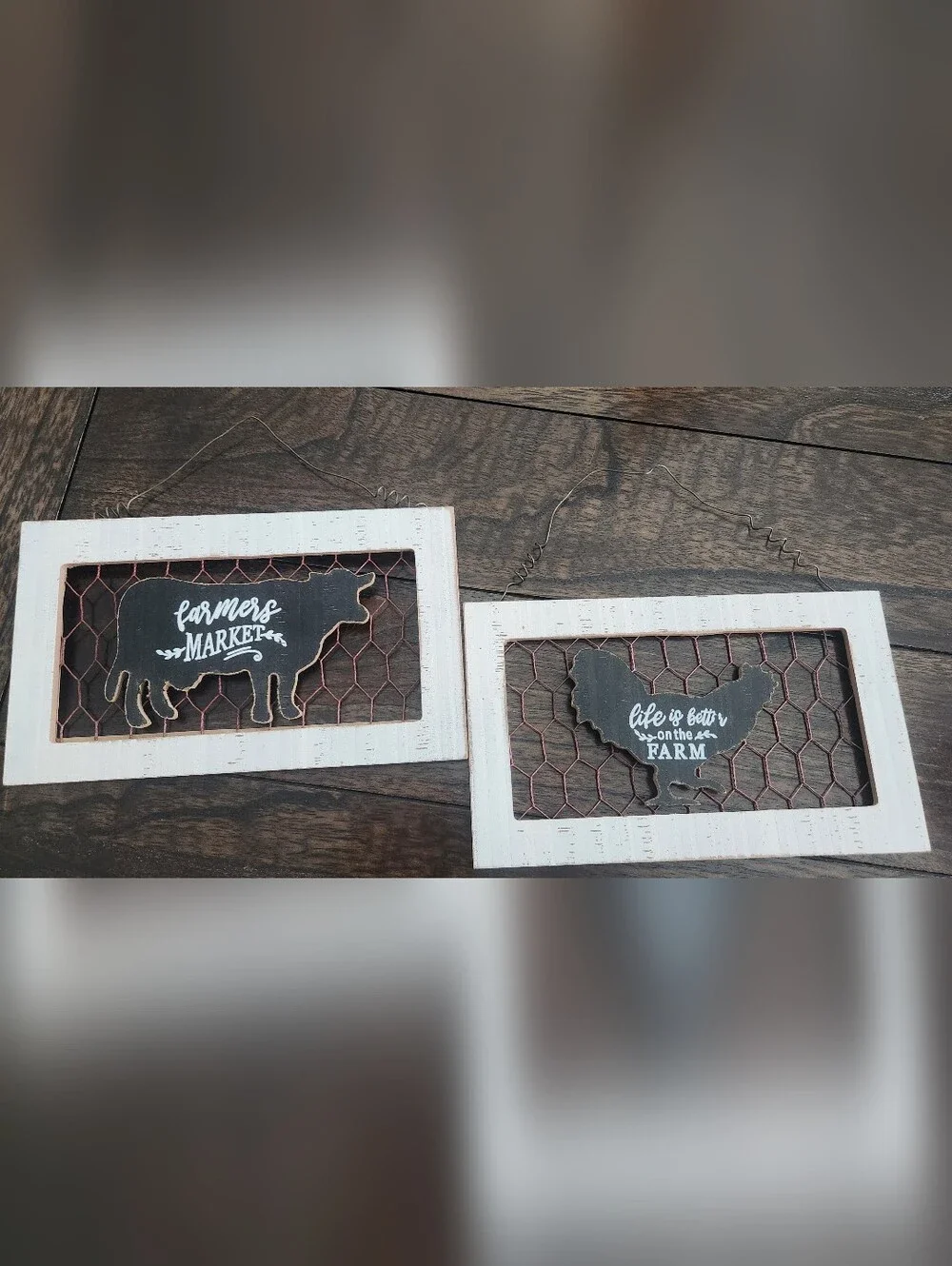 Farmhouse White and Black Hanging Wall Plaque Set